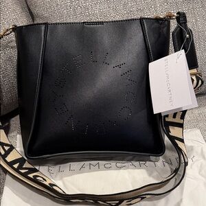 Stella McCartney Mini Crossbody Adjustable Strap Logo Accent Black Women's Bag